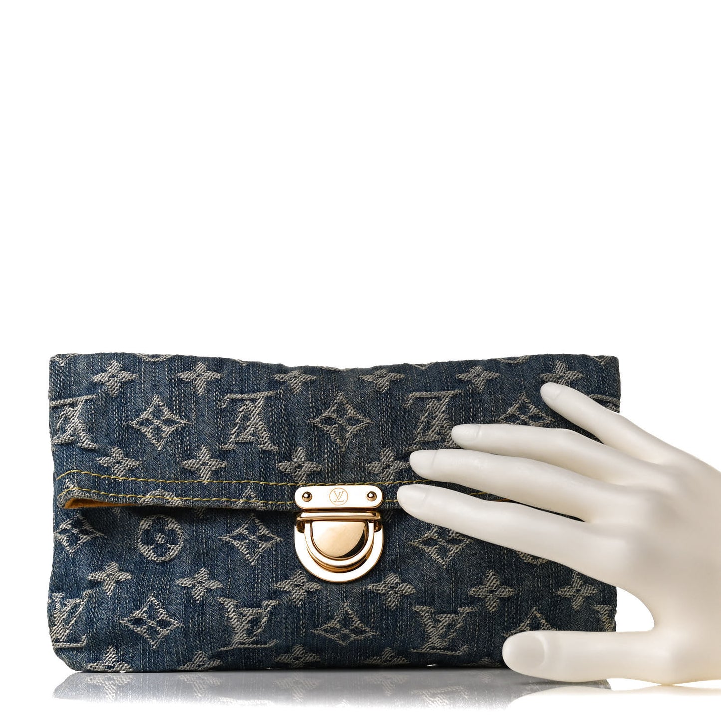 Monogram Denim Pochette Plat Clutch Blue