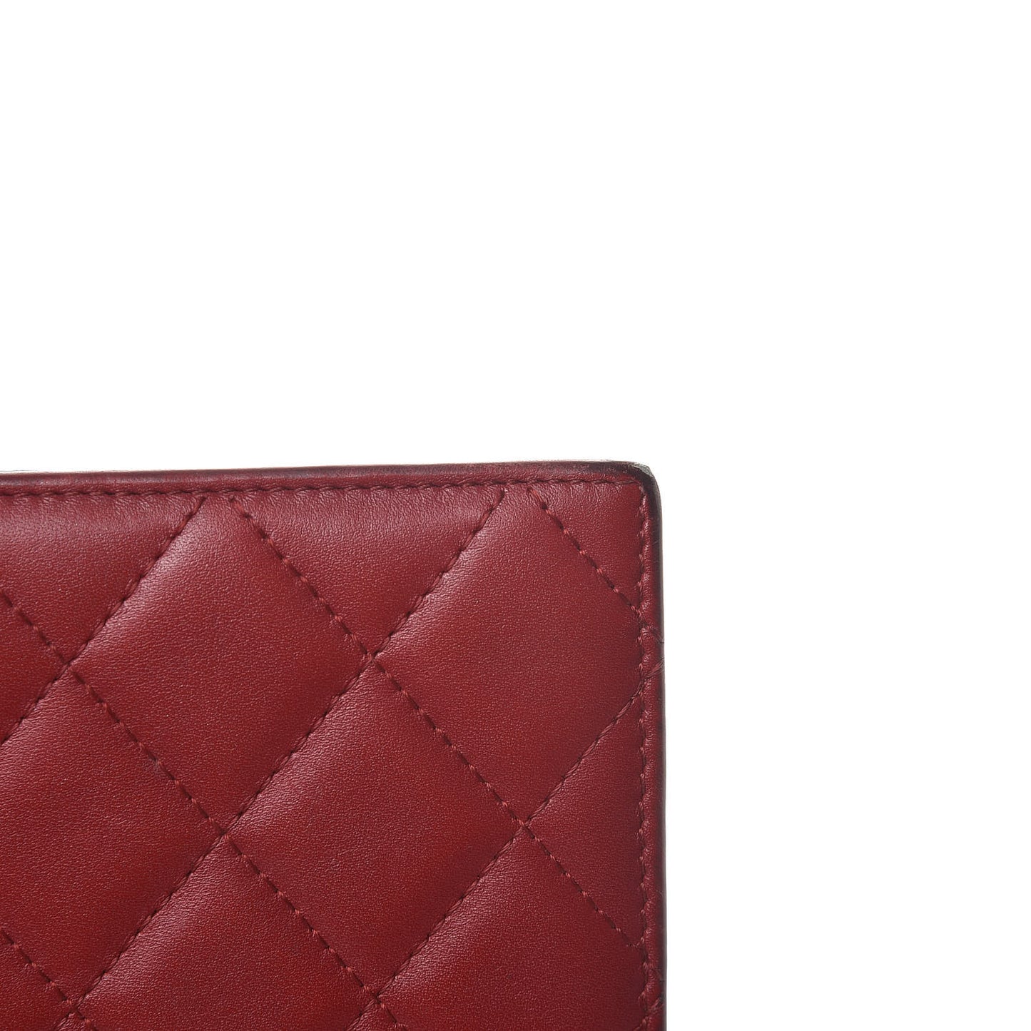 Calfskin Quilted Cambon Long Double Wallet Red