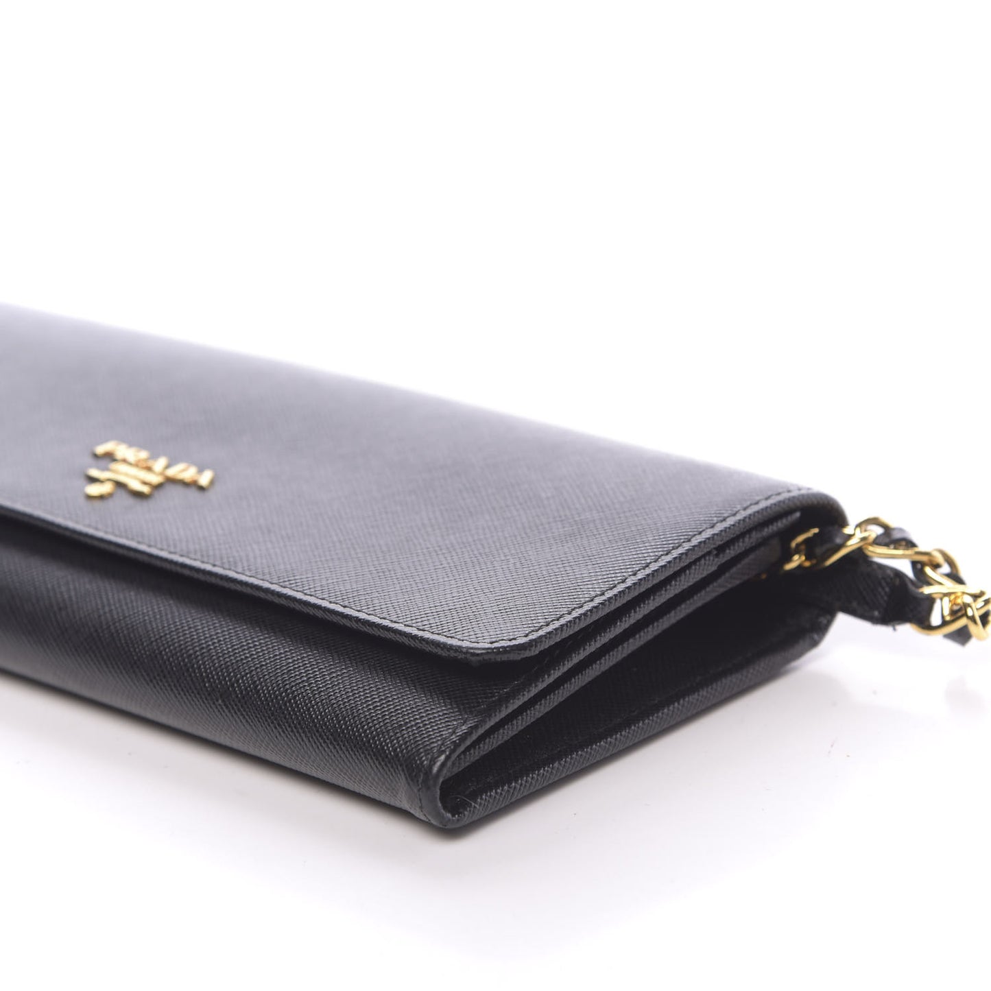 Saffiano Metal Oro Chain Wallet Black