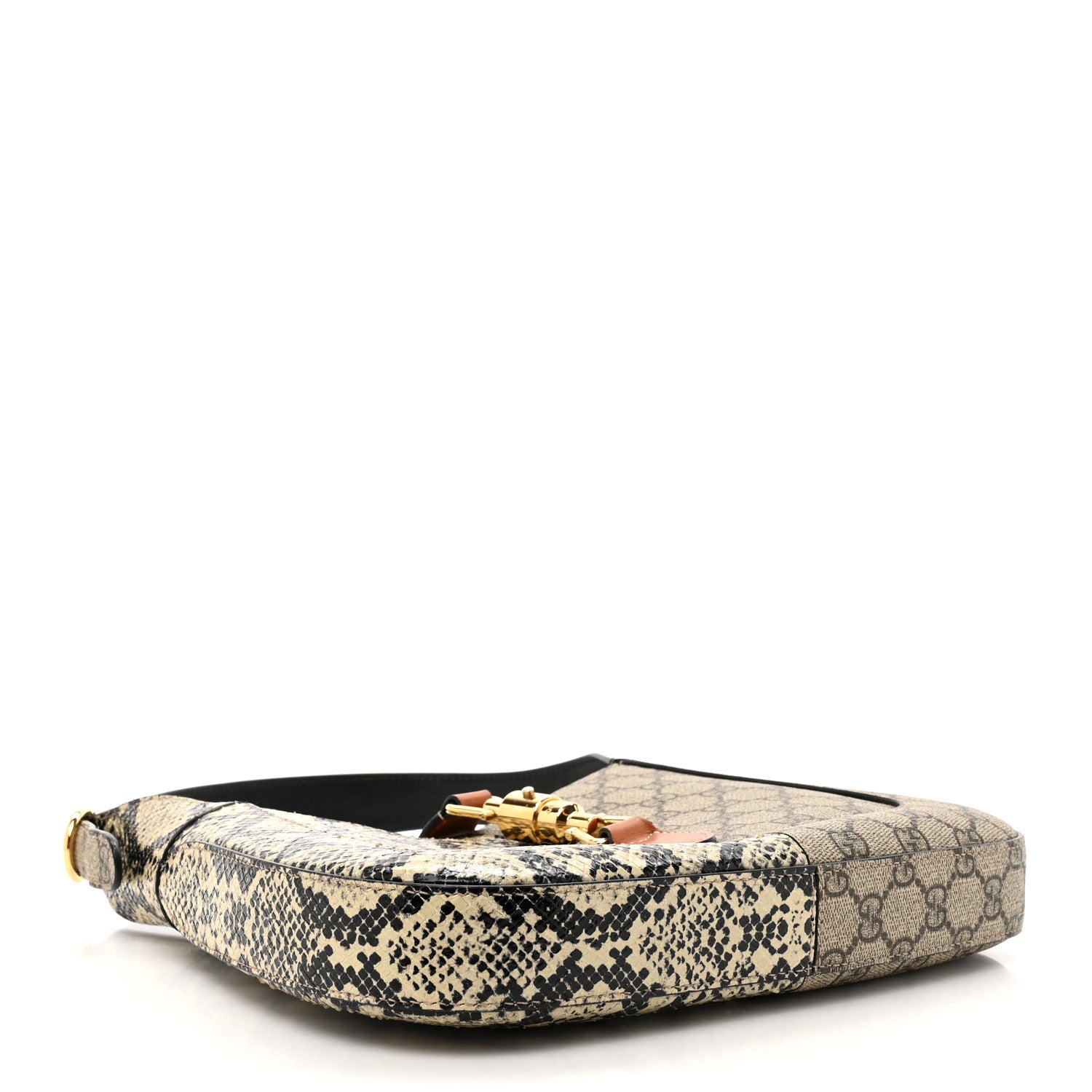 Gucci GG Supreme Monogram Snakeskin Small Jackie 1961 Hobo Beige Ebony 4 of 13