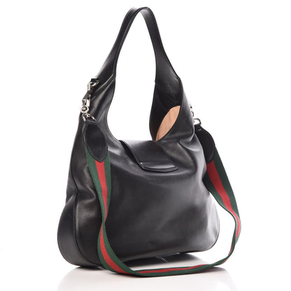 Gucci Calfskin Web Stripe Medium Dionysus Hobo Black 4 of 16