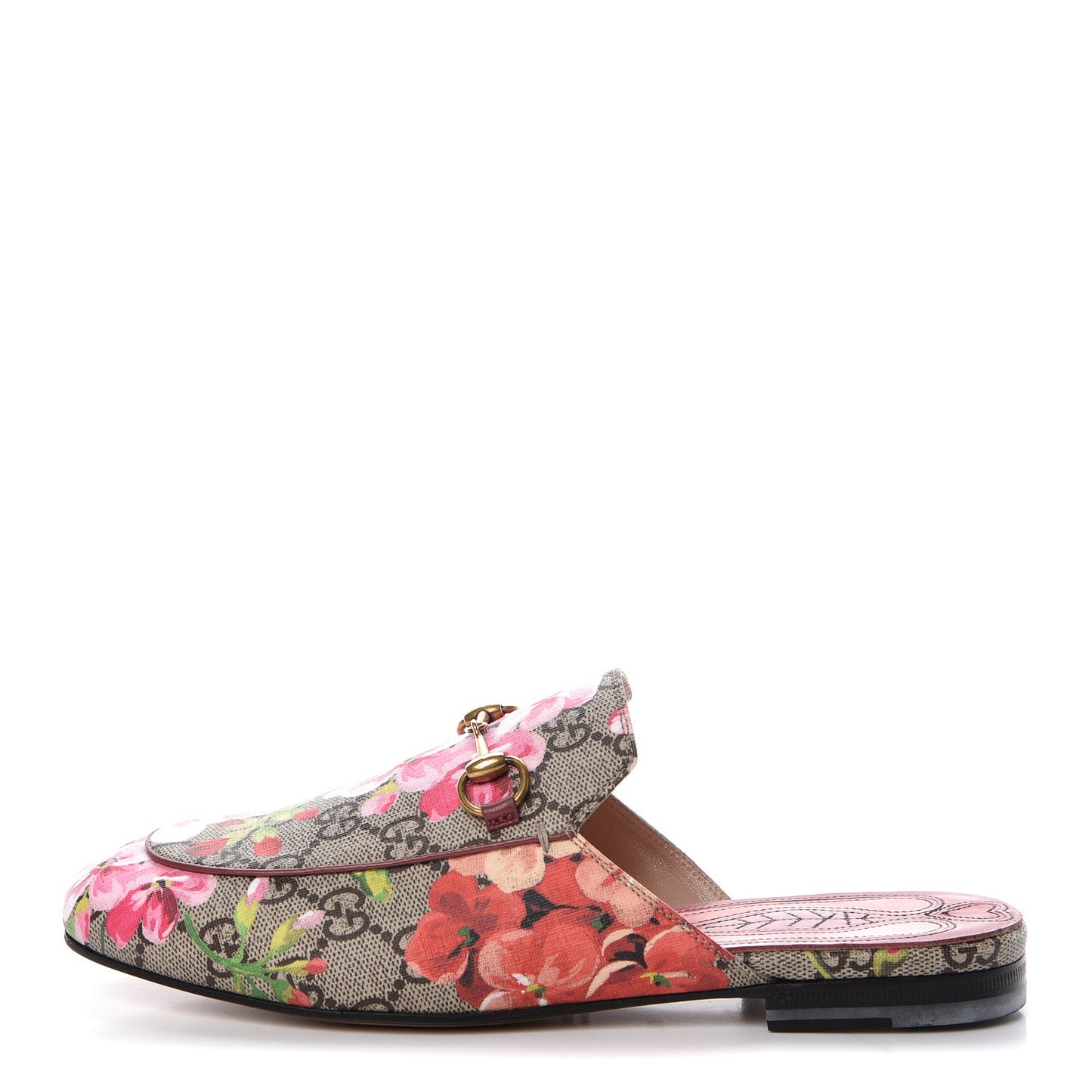 GG Supreme Monogram Blooms Womens Princetown Slippers 36.5 Beige Multicolor Dry Rose