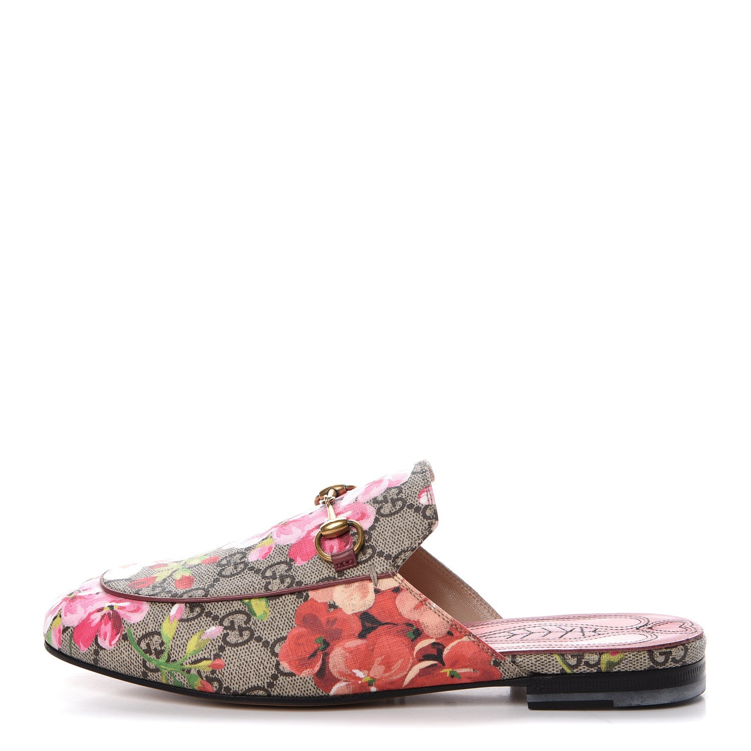 Gucci GG Supreme Monogram Blooms Womens Princetown Slippers 36.5 Beige Multicolor Dry Rose 1 of 8