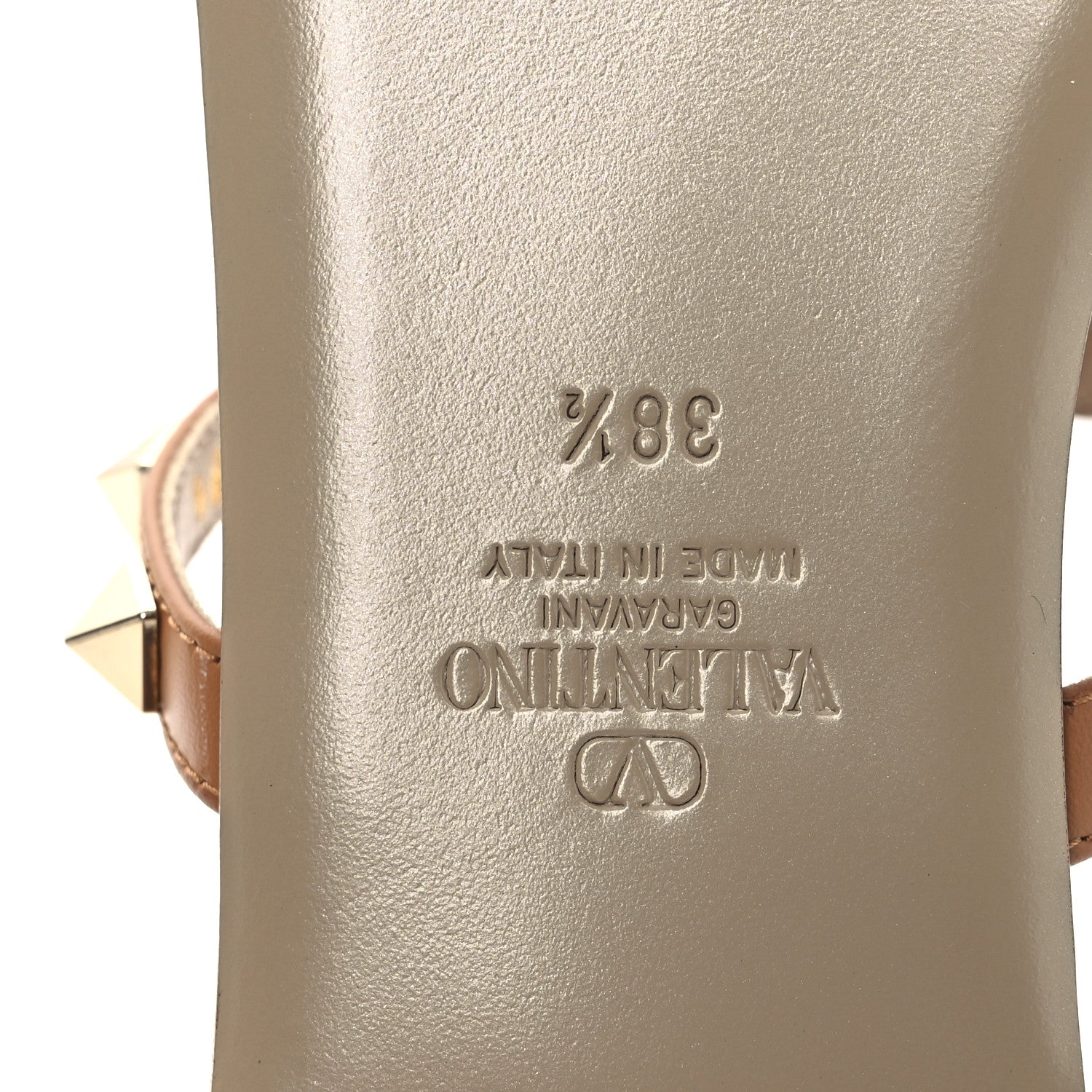 Valentino Garavani Nappa Rockstud Caged Flat Slide Sandals 38.5 Almond 8 of 11
