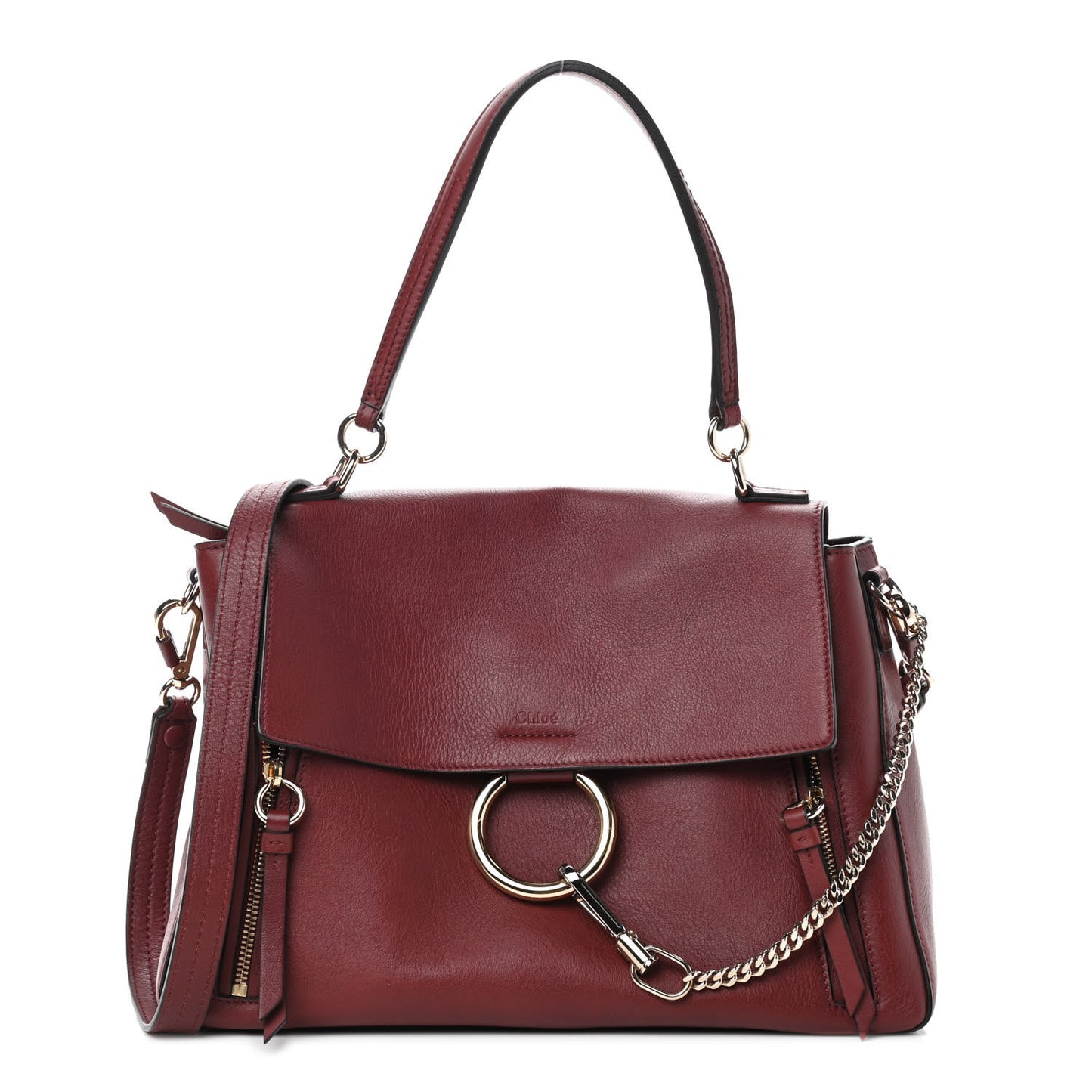 Calfskin Medium Faye Day Shoulder Bag Sienna Red