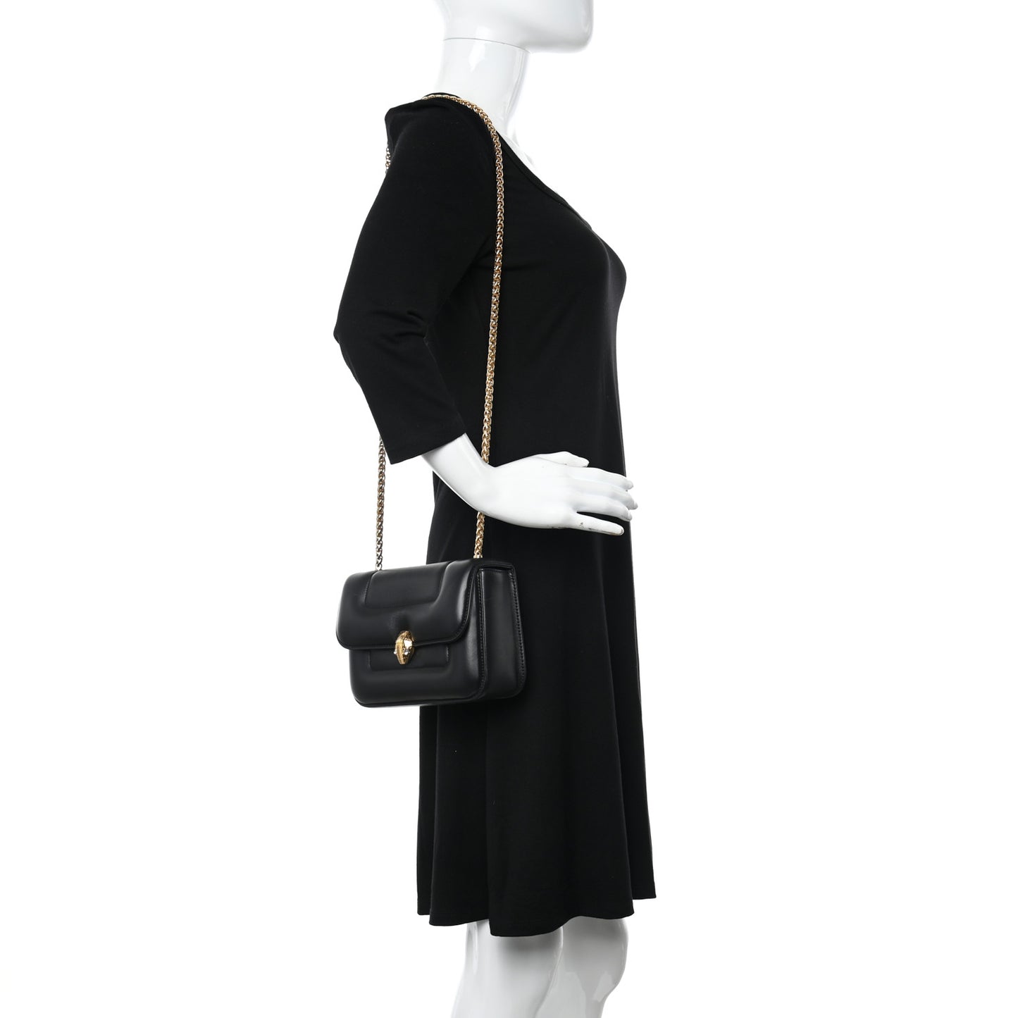 x Mary Katrantzou Calfskin Serpenti Metamorphosis Top Handle Bag Black