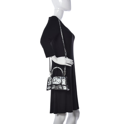Balenciaga Smooth Calfskin Graffiti Hourglass Top Handle Bag XS Black White 2 of 11