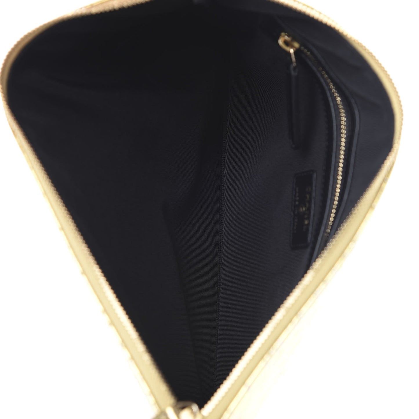 Metallic Crocodile Calfskin Embossed Medium Cocodile Cosmetic Case Gold