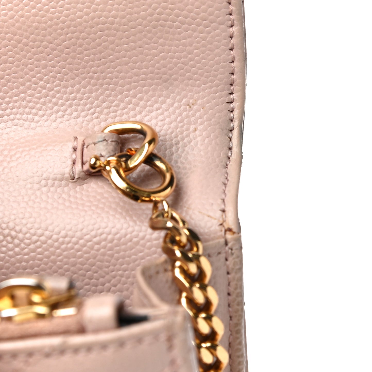Grain De Poudre Matelasse Chevron Monogram Envelope Chain Wallet Nude Powder