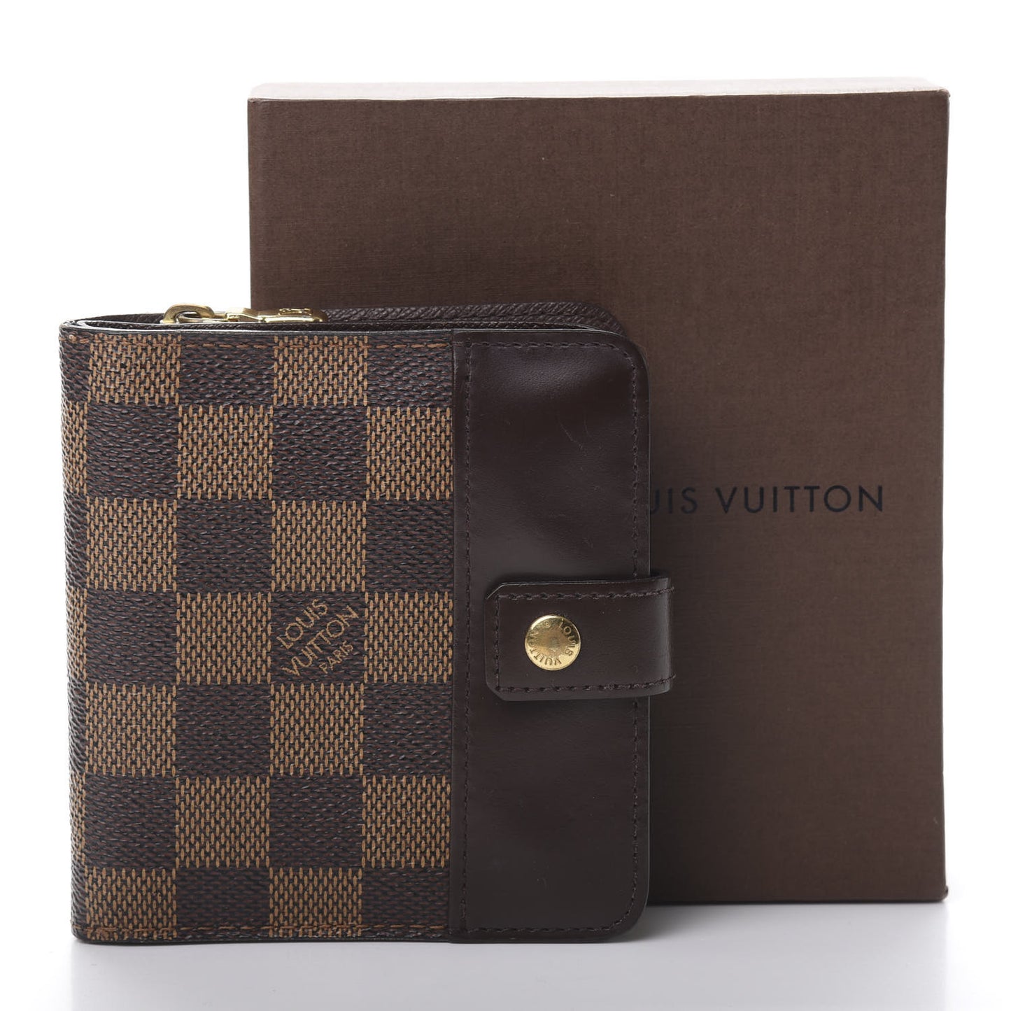 Damier Ebene Zippe Zipped Compact Wallet