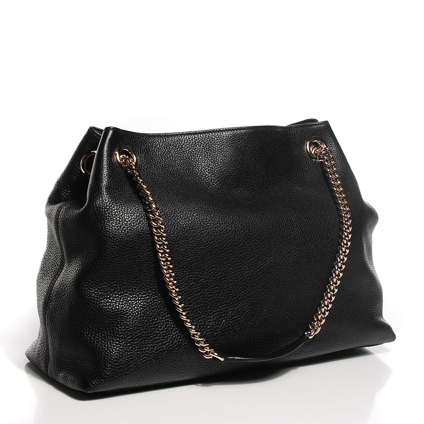 Pebbled Calfskin Medium Soho Chain Shoulder Bag Black