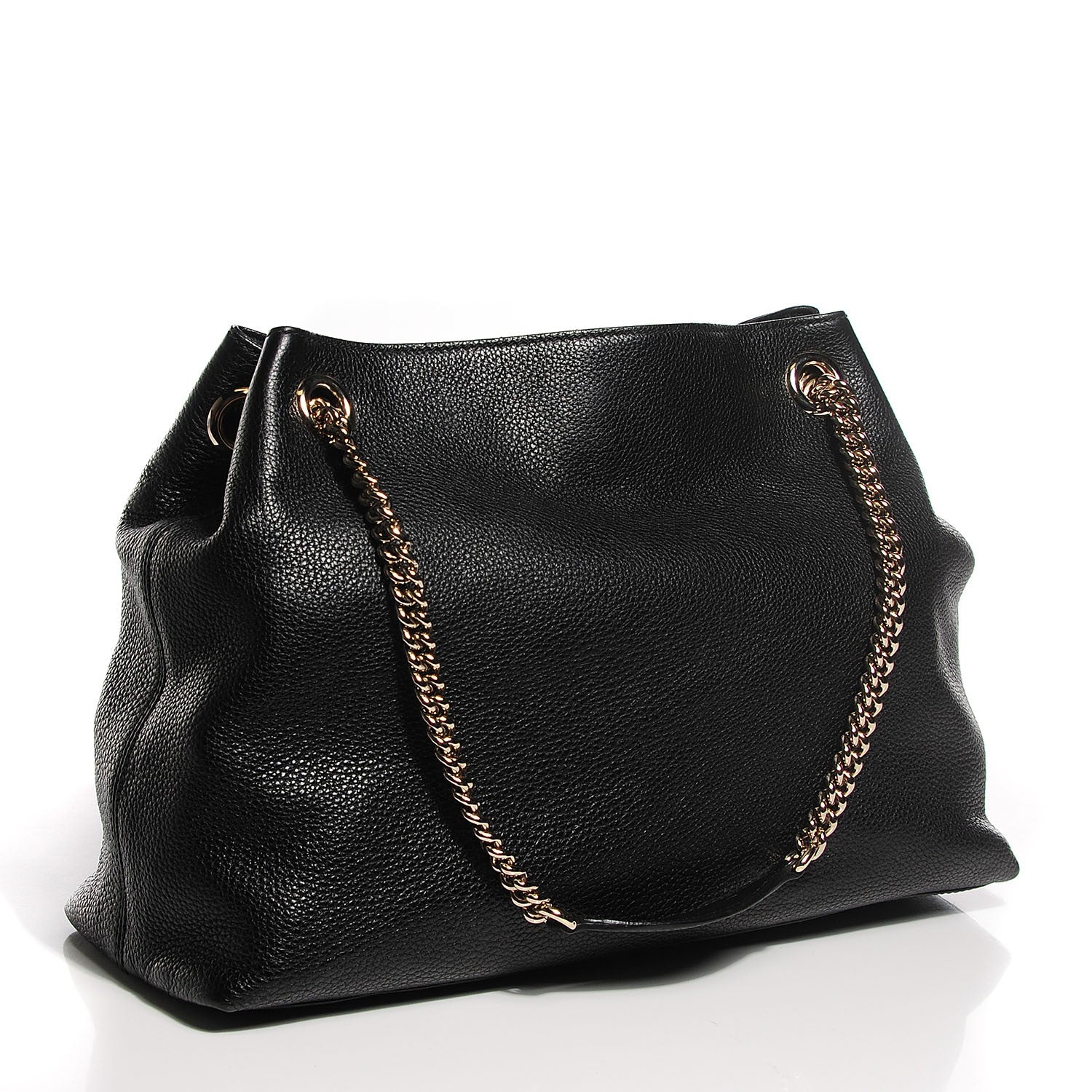 Gucci Pebbled Calfskin Medium Soho Chain Shoulder Bag Black 3 of 7