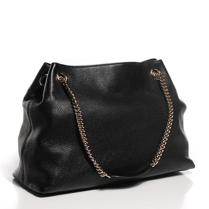 Gucci Pebbled Calfskin Medium Soho Chain Shoulder Bag Black 3 of 7