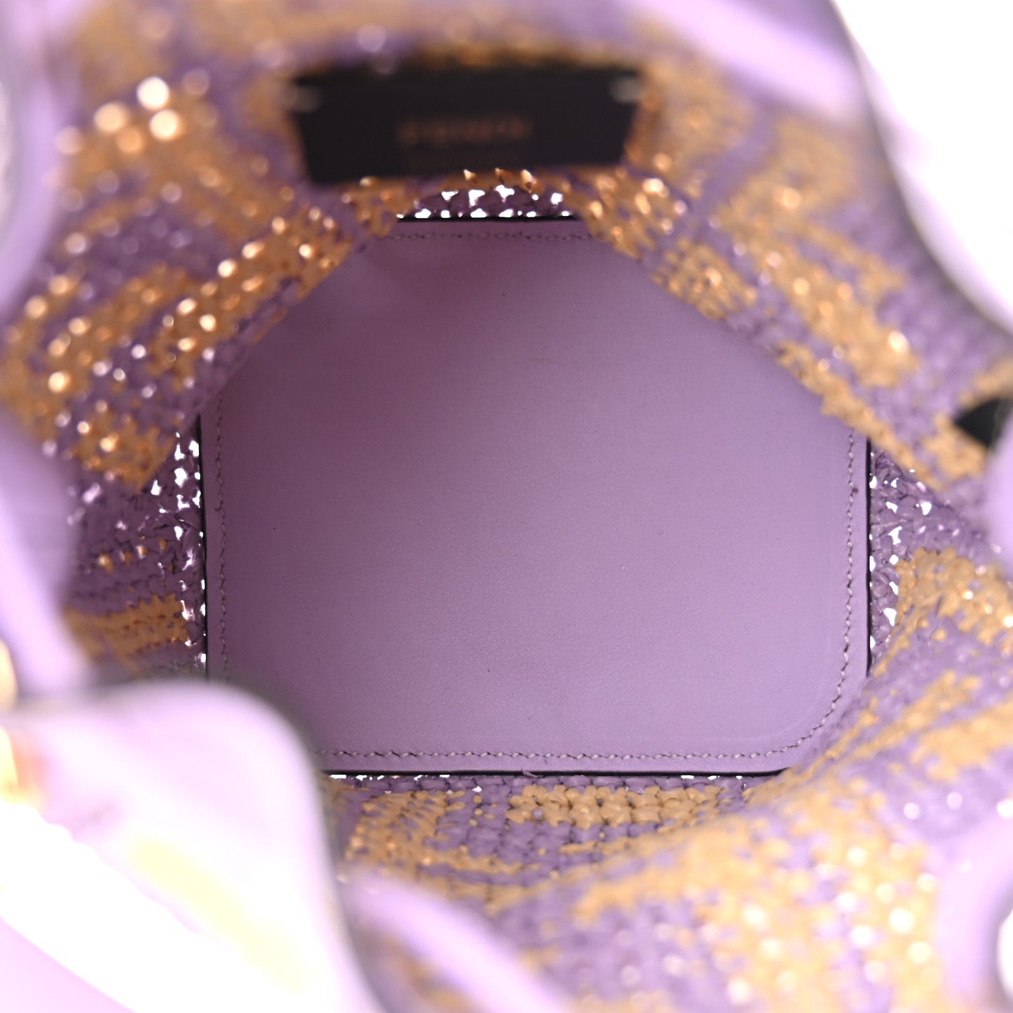Raffia Vitello Seta F is Fendi FF Woven Mini Mon Tresor Bucket Bag Anemone Natural