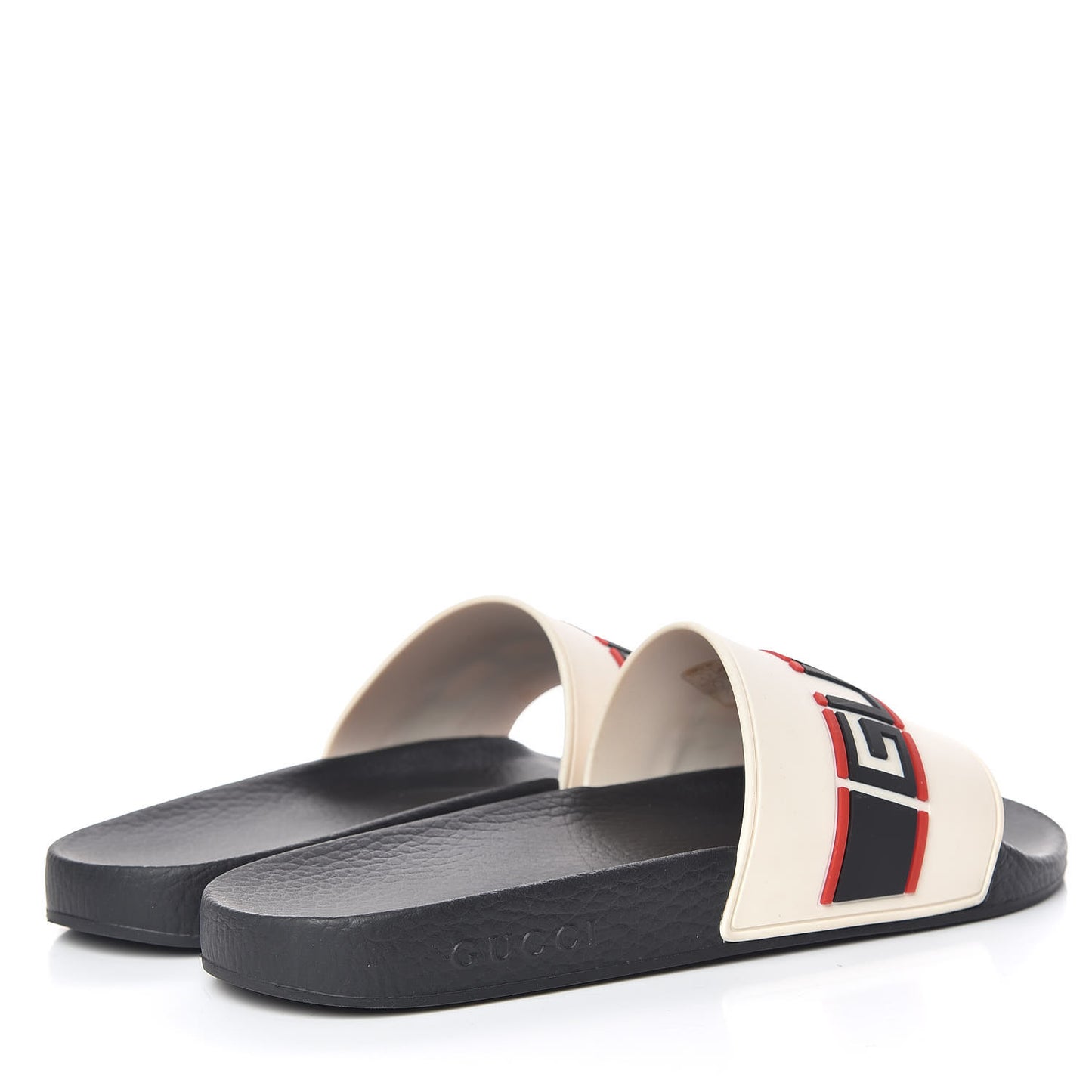 Rubber Stripe Womens Pool Slide Sandals 41 Ecru Poppy Black
