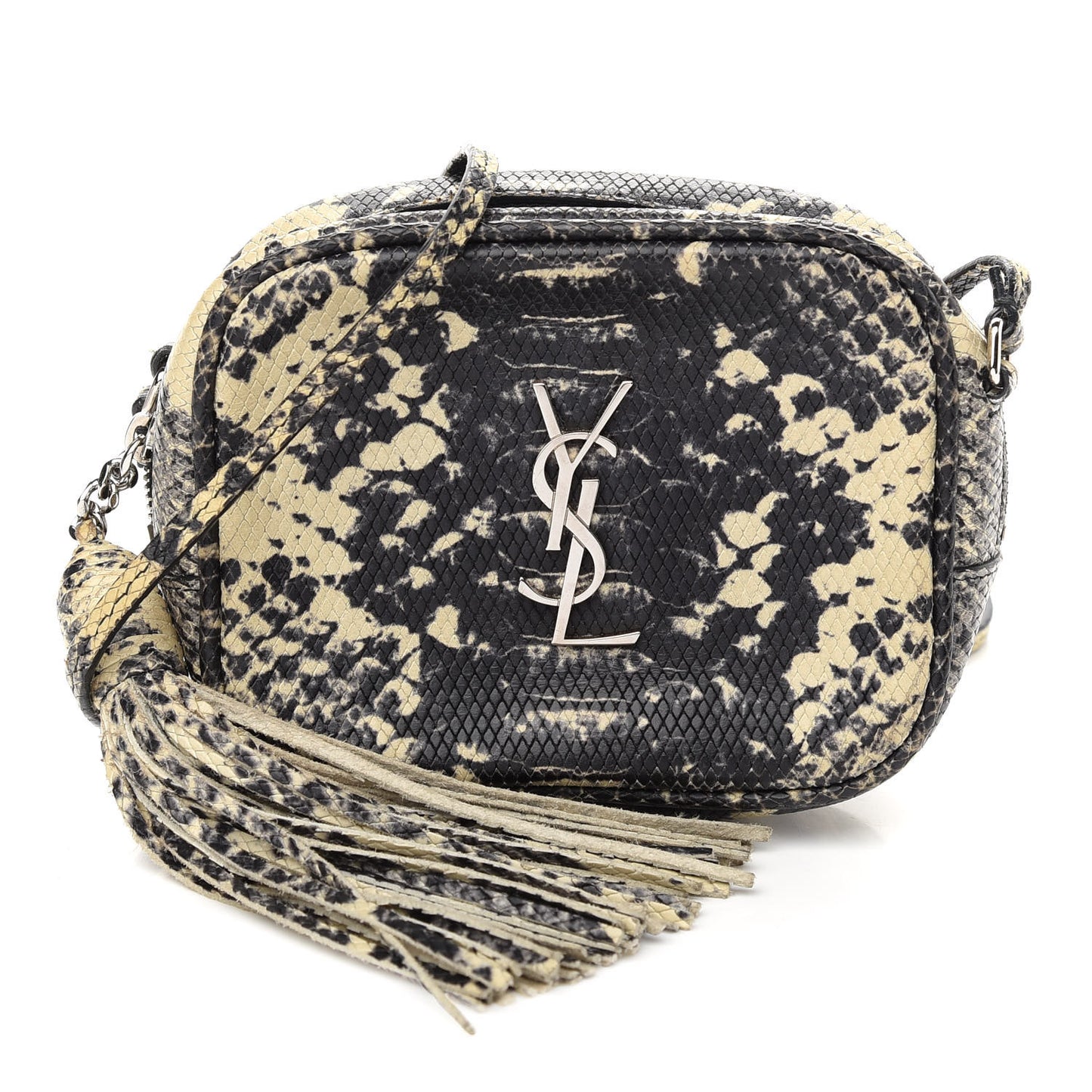 Python Embossed Calfskin Monogram Blogger Bag Black Beige
