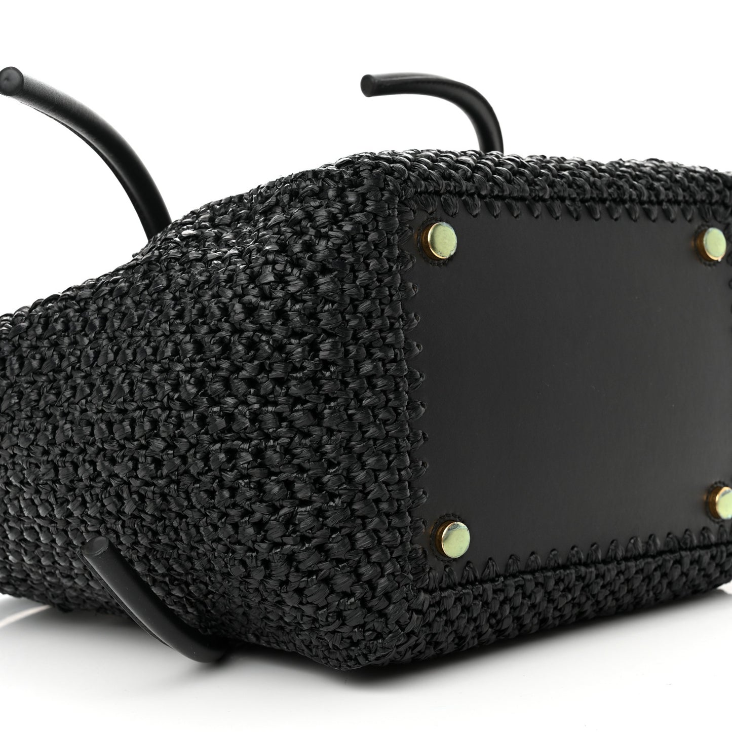 Raffia Calfskin Pipe Bag Black