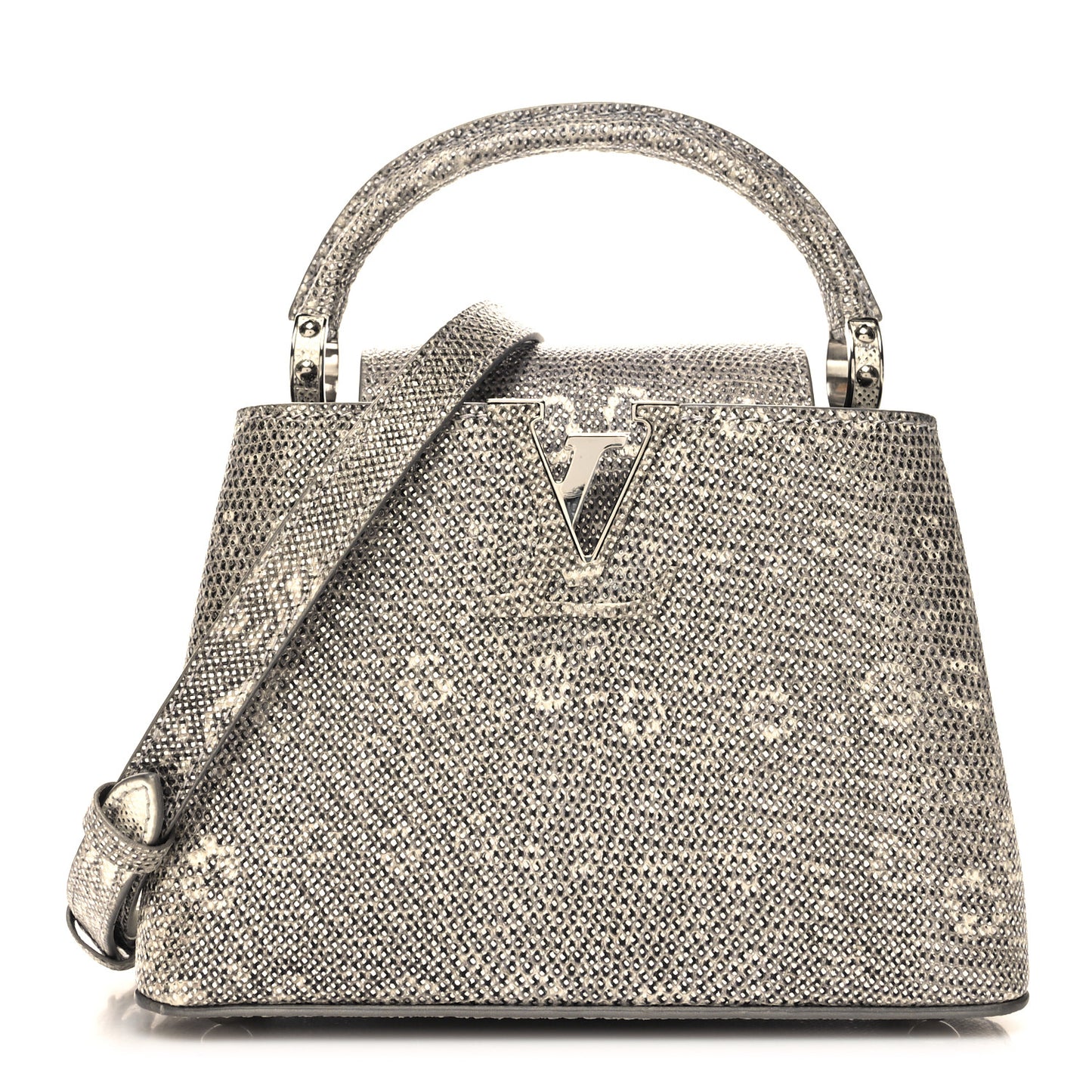 Lizard Mini Capucines Argento