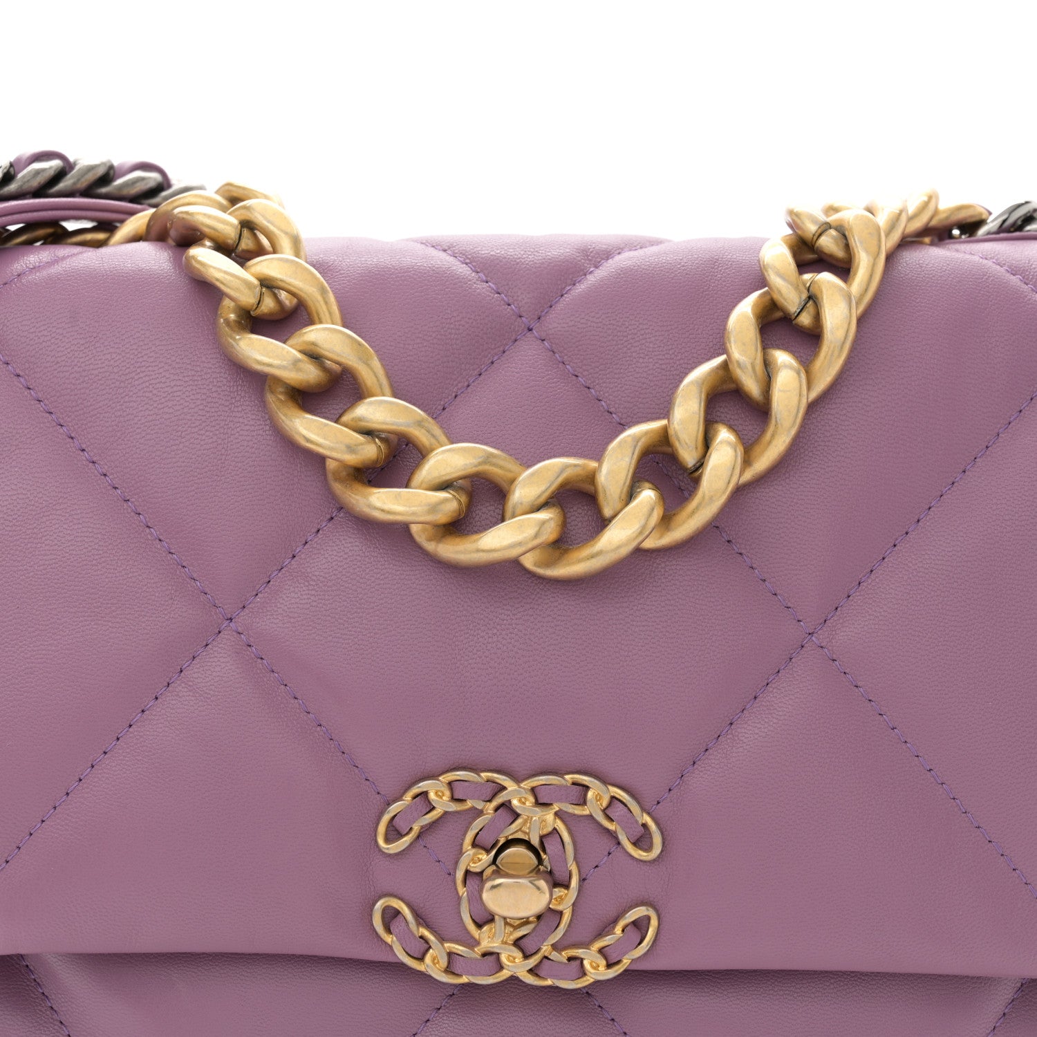 Chanel Goatskin Quilted Large Chanel 19 Flap Purple 1578896