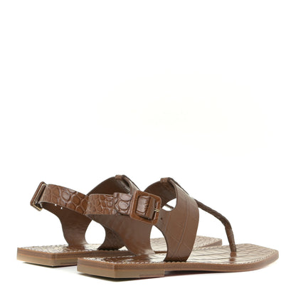 Christian Louboutin Calfskin Crocodile Embossed Cubongo Sandal Flats 37 Biscotto 5 of 12