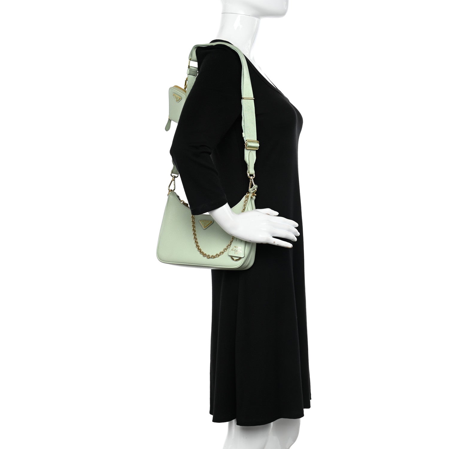 Prada Saffiano Lux Re-Edition 2005 Shoulder Bag Acqua 2 of 10