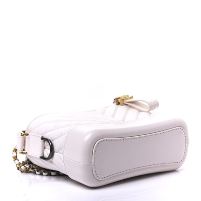 Chanel Aged Calfskin Chevron Quilted Small Gabrielle Hobo White 3 of 9