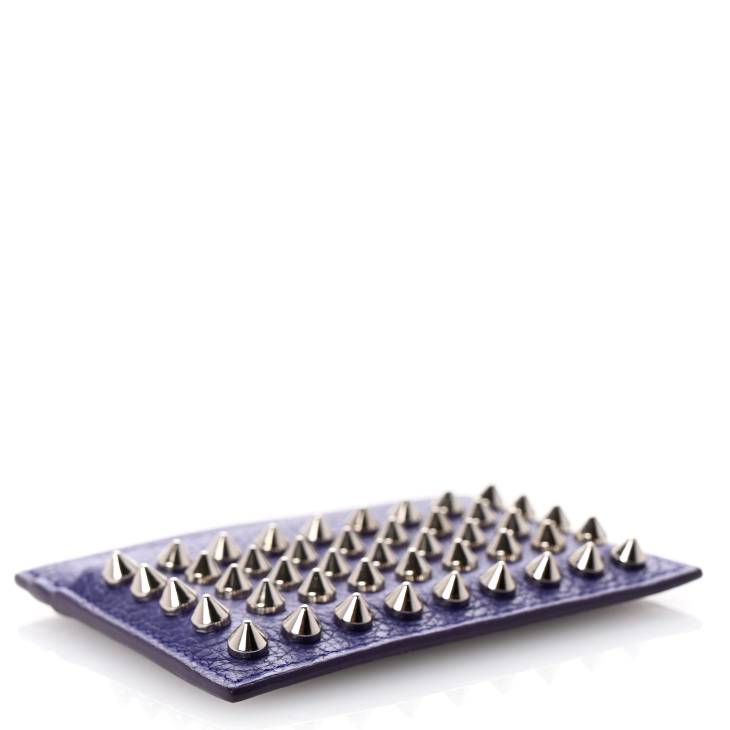 Calfskin Paris Spikes Kios Card Holder Purple