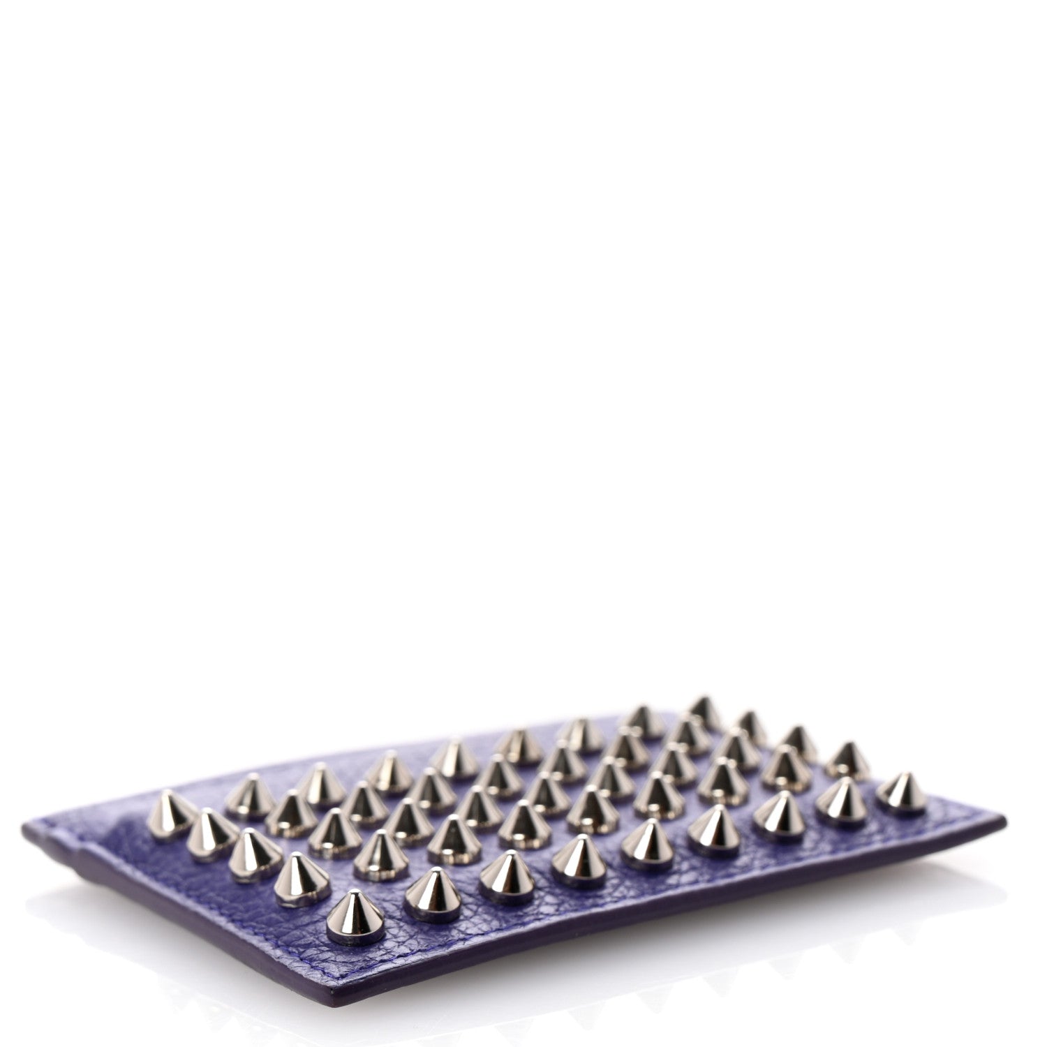 Christian Louboutin Calfskin Paris Spikes Kios Card Holder Purple 4 of 10