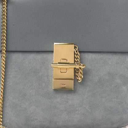 Chloe Suede Smooth Calfskin Drew Shoulder Bag Cloudy Blue 10 of 10