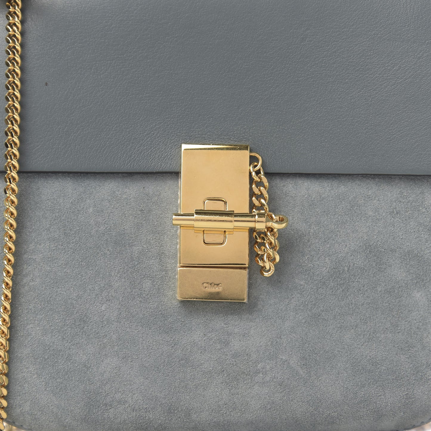 Suede Smooth Calfskin Drew Shoulder Bag Cloudy Blue