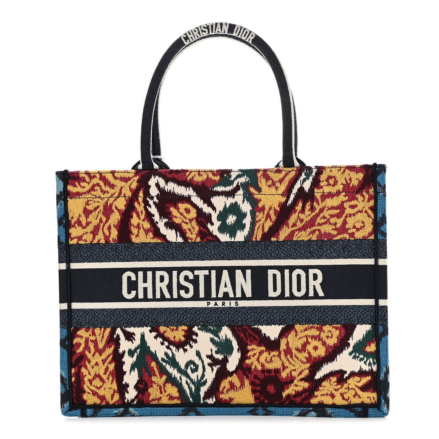 Canvas Embroidered Paisley Medium Book Tote Blue Multicolor