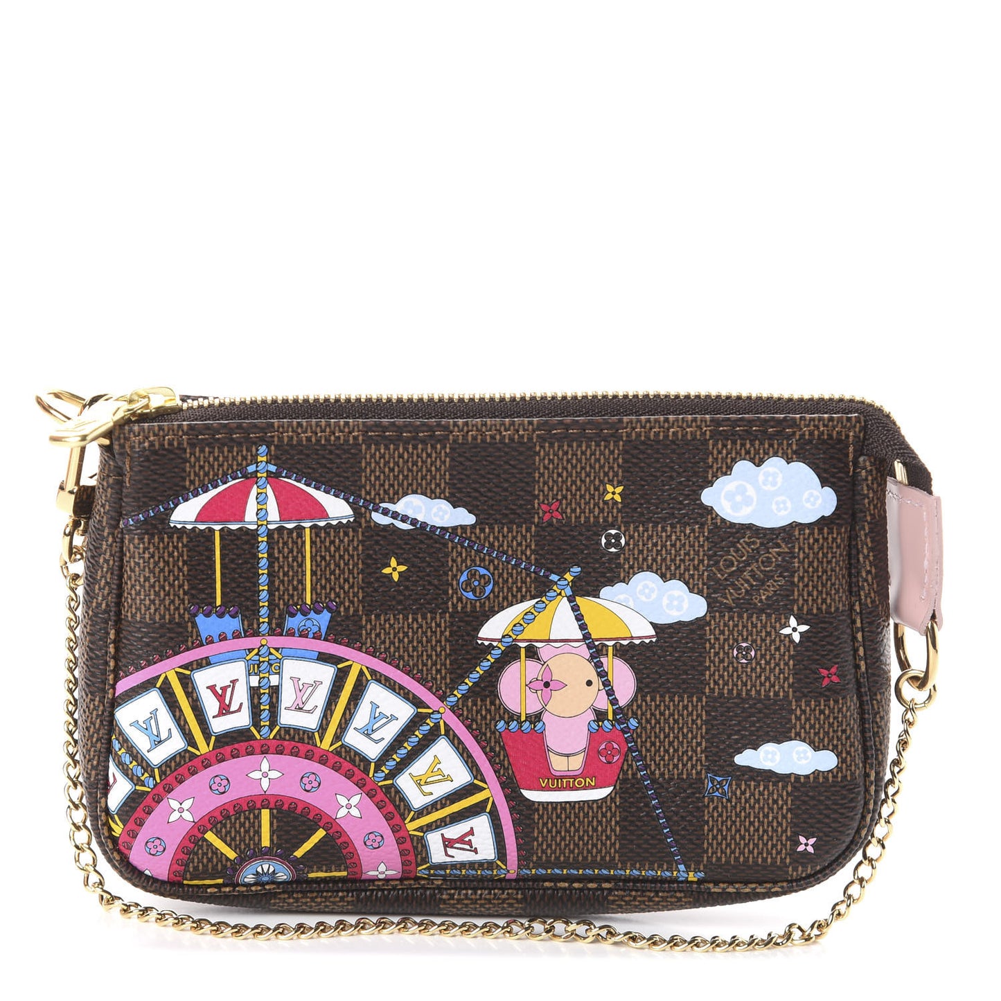 Damier Ebene 2020 Christmas Animation Big Wheel Mini Pochette Accessories Rose Ballerine