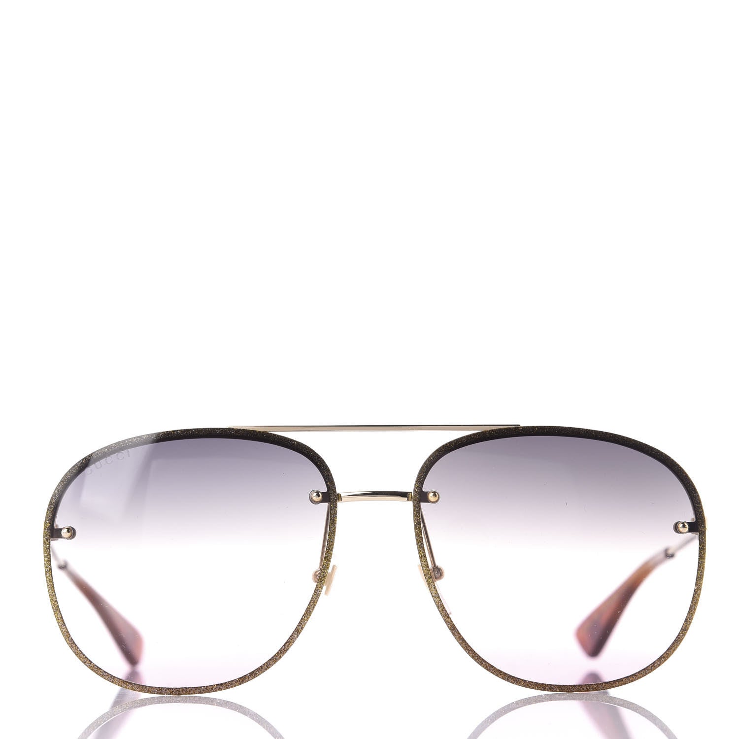 Gucci Metal Glitter Aviator Sunglasses G0227S Gold 2 of 8