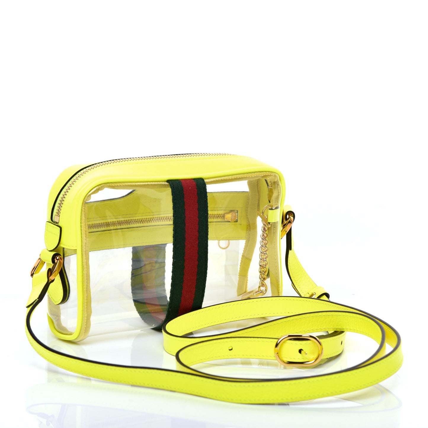 Vinyl Web Mini Ophidia Transparent Shoulder Bag Yellow Fluo