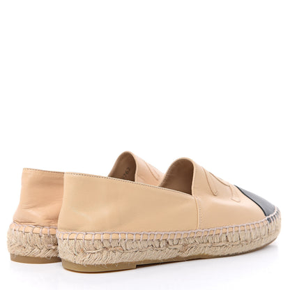 Chanel Lambskin CC Espadrilles 38 Beige Black 4 of 11