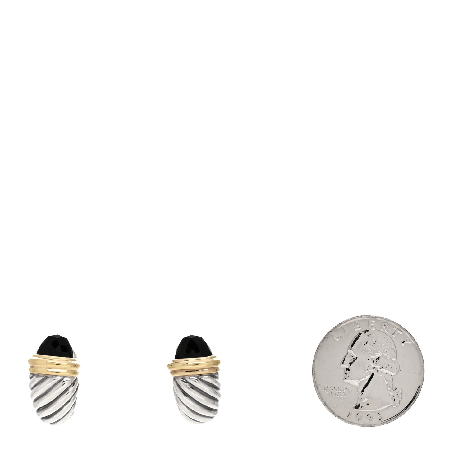 Sterling Silver 14K Yellow Gold Black Onyx Capri Shrimp Earrings