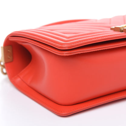 Chanel Calfskin Chevron Quilted Medium Boy Flap Red 8 of 11