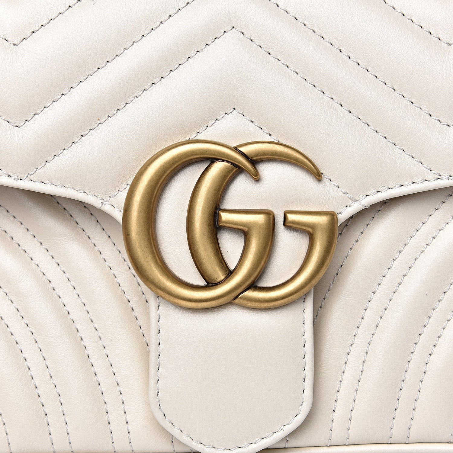 Gucci Calfskin Matelasse Small GG Marmont Shoulder Bag White 9 of 10