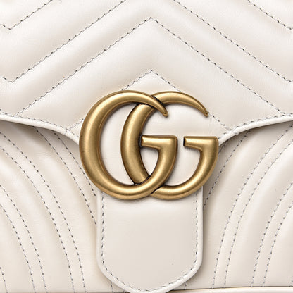 Gucci Calfskin Matelasse Small GG Marmont Shoulder Bag White 9 of 10