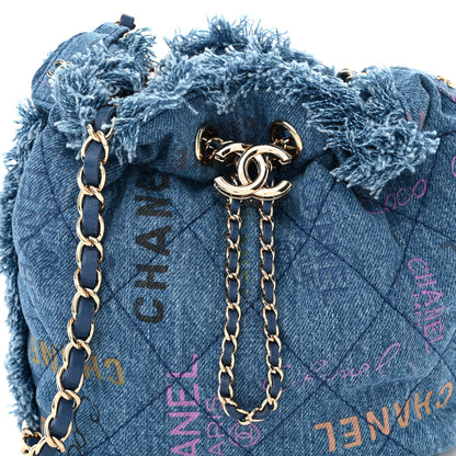 Chanel Denim Quilted Small Mood Bucket With Chain Blue Multicolor 8 of 11
