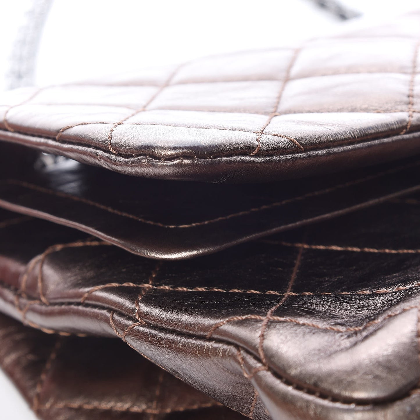 Metallic Aged Calfskin Quilted 2.55 Reissue 227 Flap Bronze