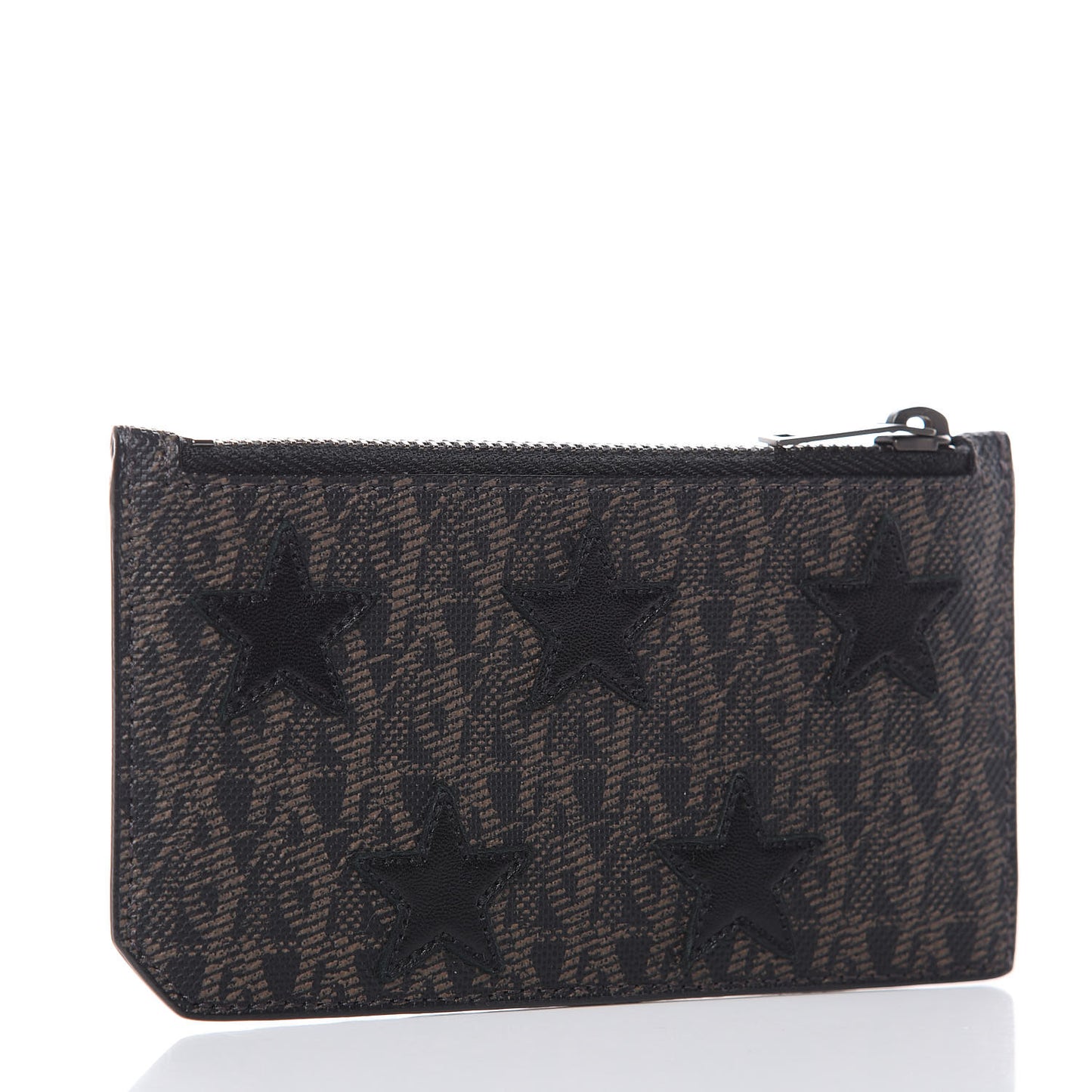 Classic Toile Monogram Stars 5 Fragments Zip Pouch Card Holder Black