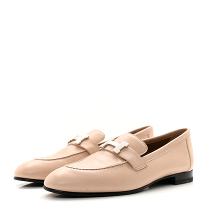 Hermes Goatskin Womens Paris Loafers 37.5 Beige Nude 3 of 9