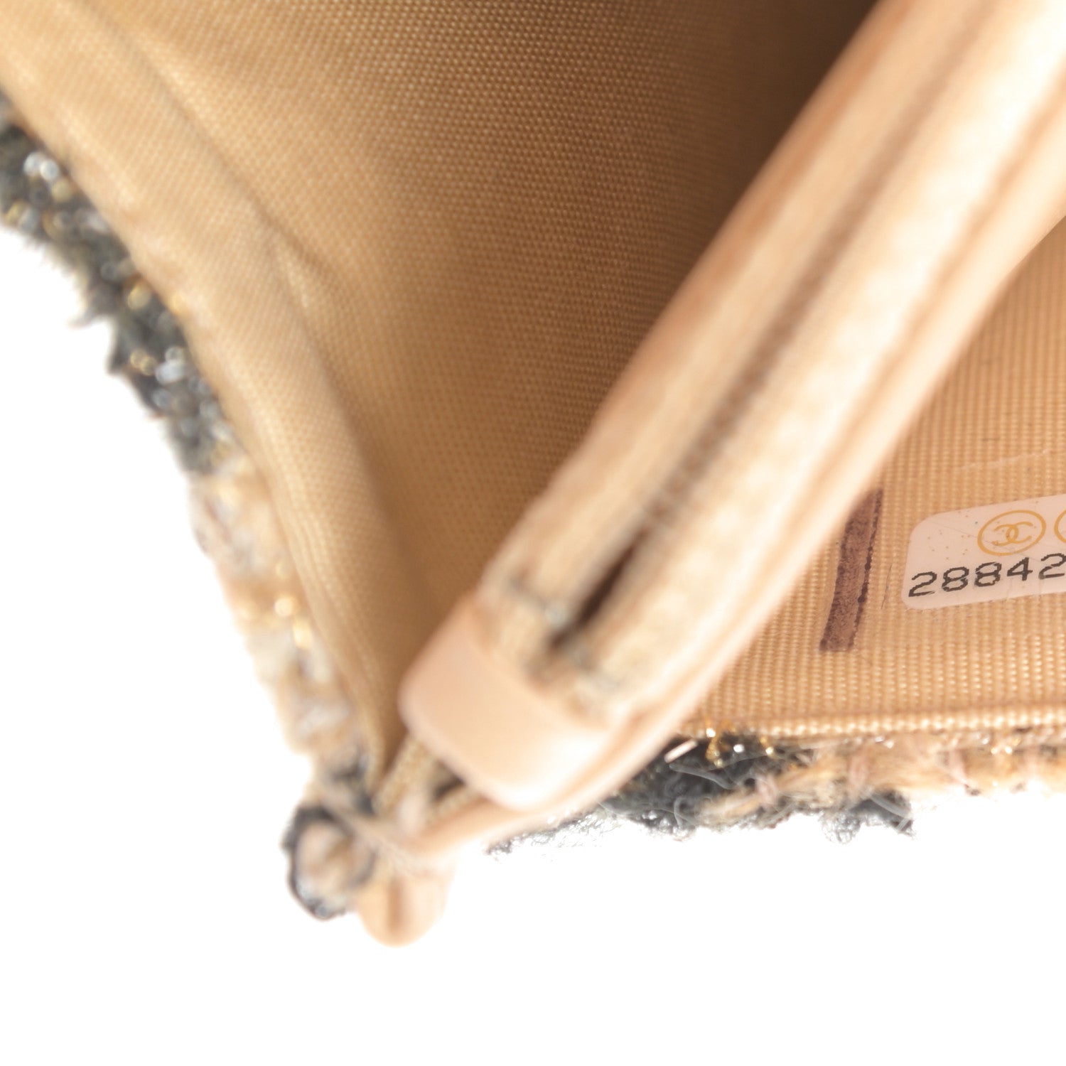 Chanel Wool Tweed Lambskin Quilted Chanel 19 Wallet On Chain WOC and Coin Purse Beige Black 10 of 14