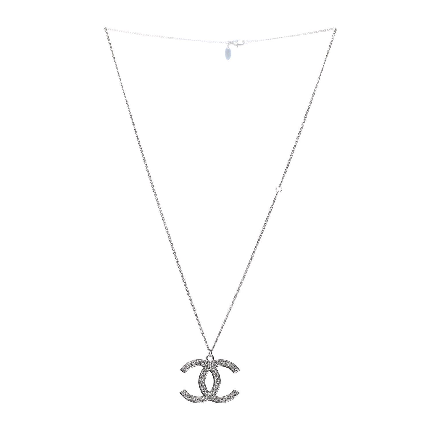Crystal Large CC Necklace Silver