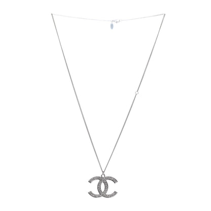 Chanel Crystal Large CC Necklace Silver 3 of 6