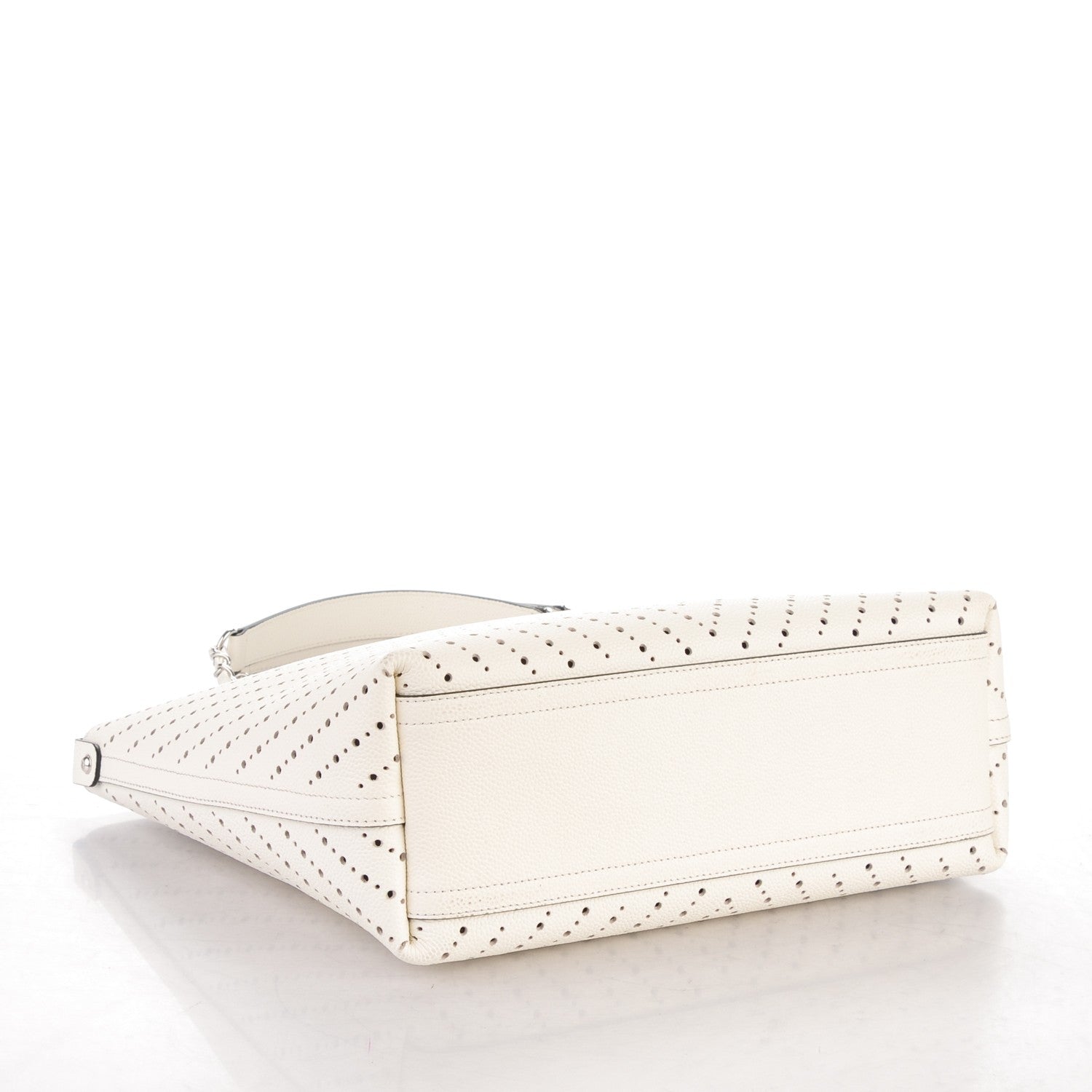 Chanel Perforated Grained Calfskin Small Shopping Tote White 5 of 8