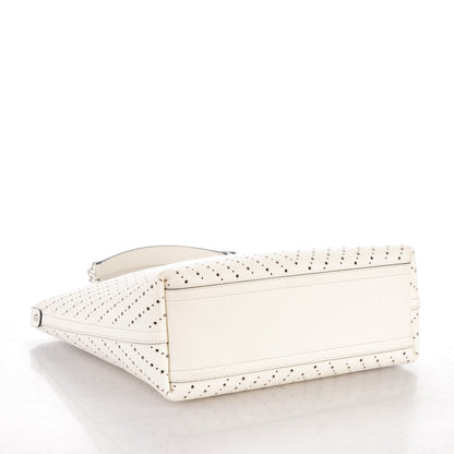 Chanel Perforated Grained Calfskin Small Shopping Tote White 5 of 8