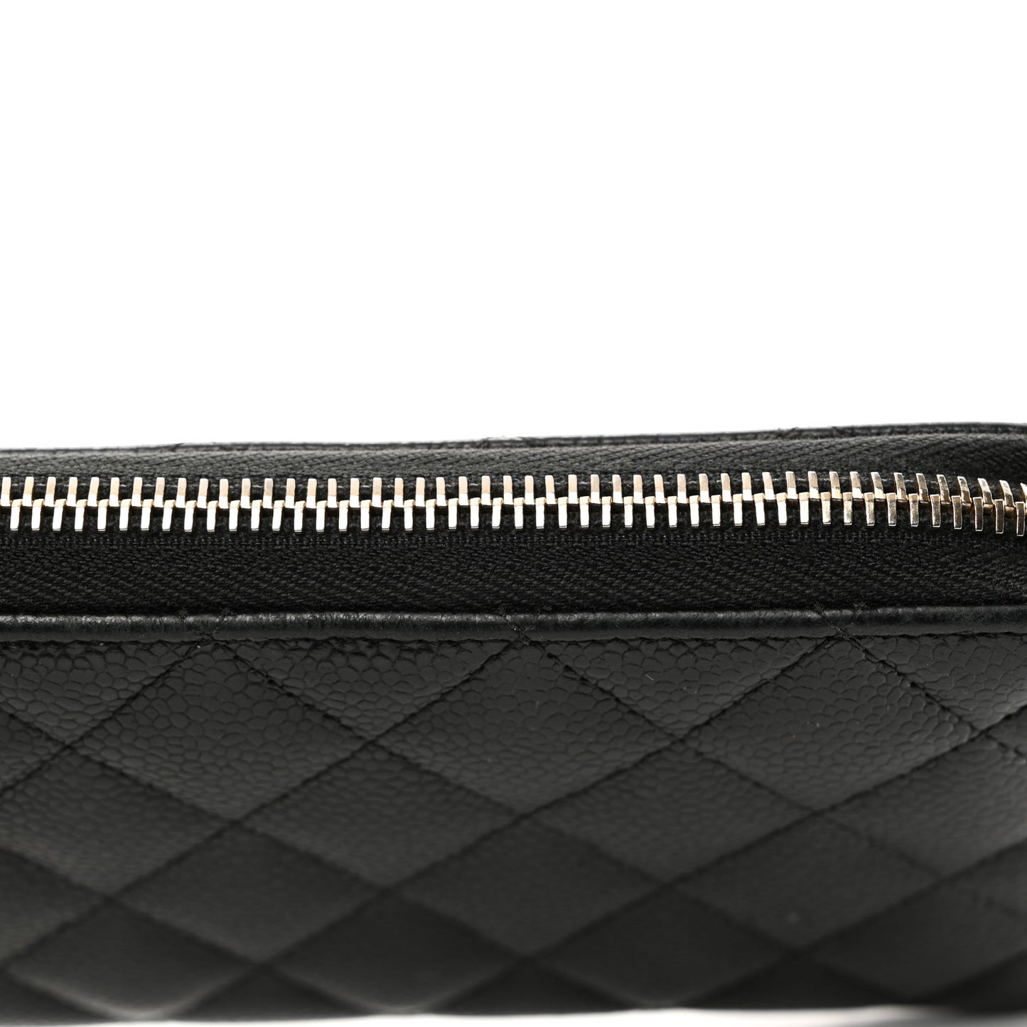 Caviar Quilted Large Gusset Zip Around Wallet Black