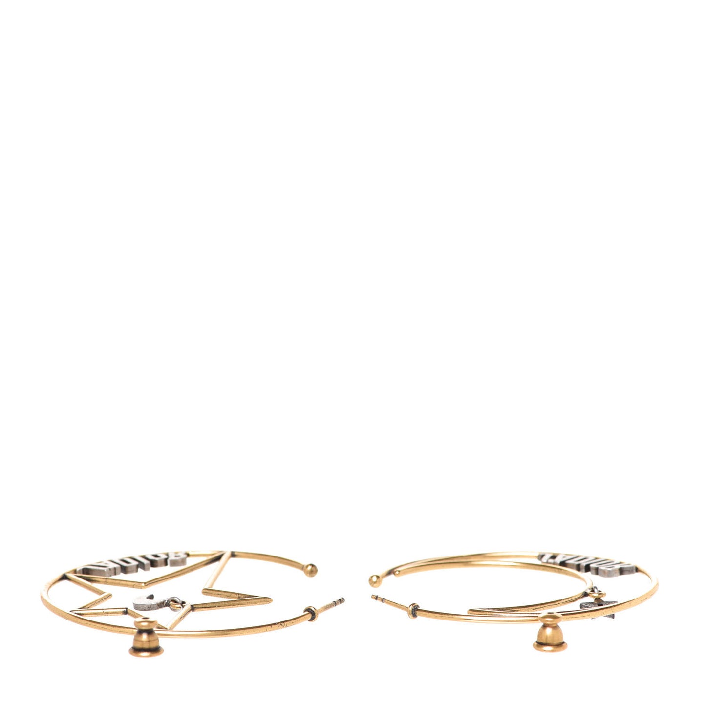 Metal Moon Star J'Adior Asymmetrical Hoop Earrings Gold Palladium